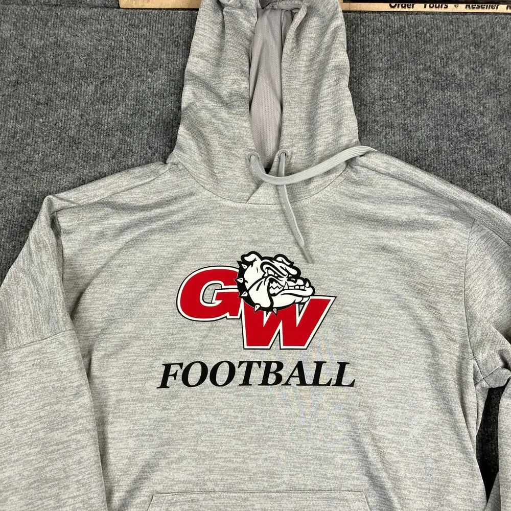 Adidas Football Hoodie Mens Medium Gray Pullover GW‎ Bulldogs Team Sweatshirt